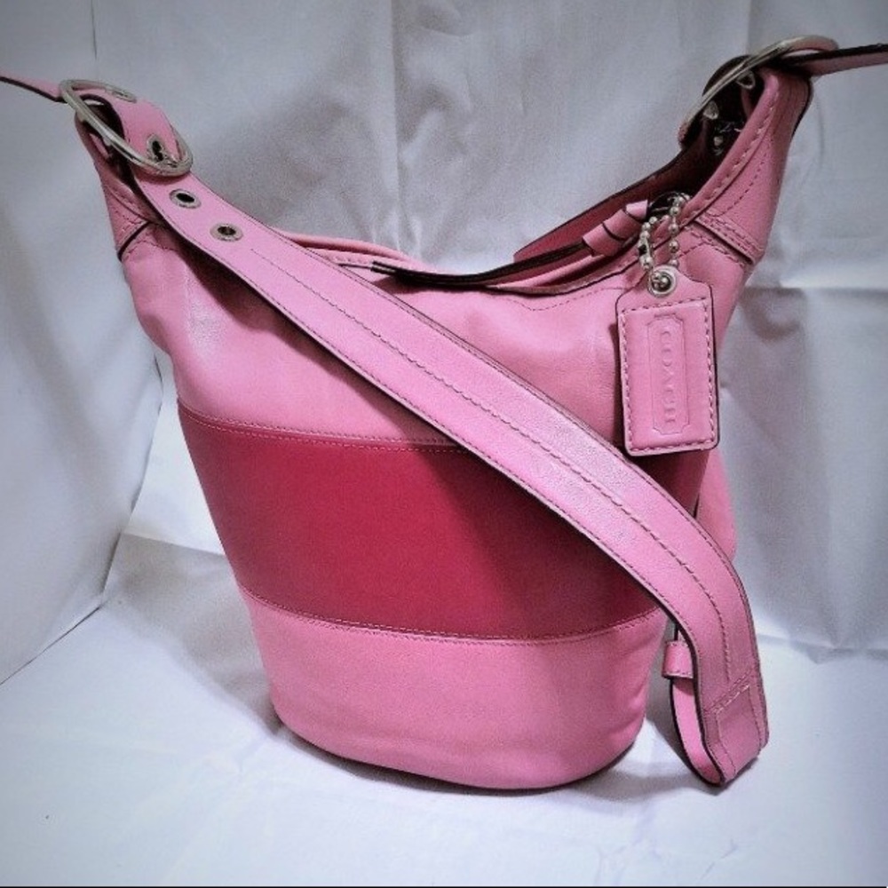 coach 2 tone pink bucket purse